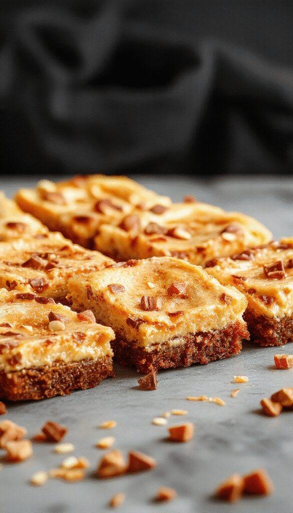 Delicious vegan pumpkin cheesecake bars with a Biscoff cookie crust topped with whipped cream and cinnamon