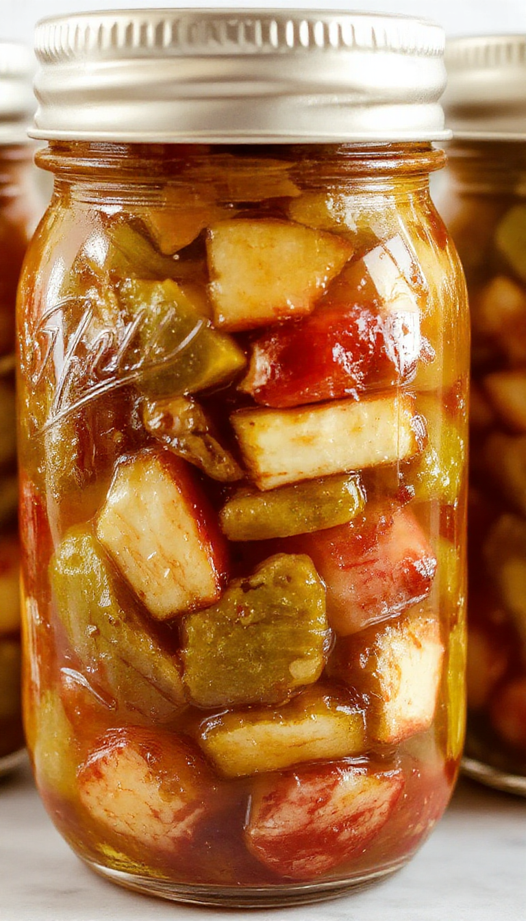A jar of homemade refrigerator pickles surrounded by fresh cucumbers, garlic, and herbs on a rustic wooden table.