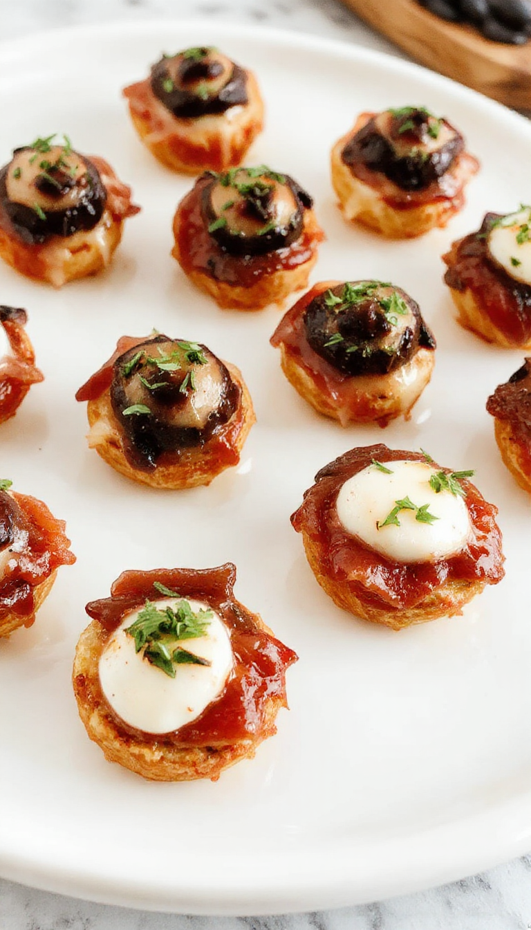 Cannibal-inspired Halloween Eye Bites with salami, mozzarella, and black olive pupils on a spooky platter.