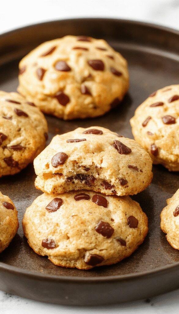 A batch of golden Morning Boost Protein Biscuits on a wooden platter, showcasing their crispy exterior and soft interior, perfect for breakfast on the go.