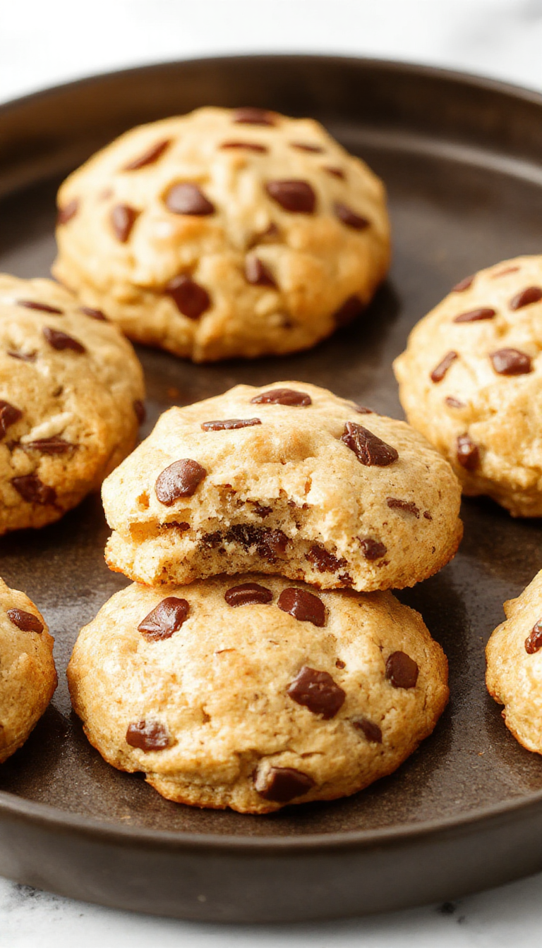 A batch of golden Morning Boost Protein Biscuits on a wooden platter, showcasing their crispy exterior and soft interior, perfect for breakfast on the go.