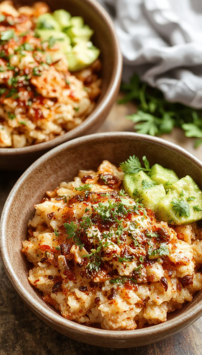 A colorful plate showcasing a taco rice bowl with seasoned rice, fresh lettuce, diced tomatoes, shredded cheese, and taco meat, garnished with cilantro and a lime wedge.