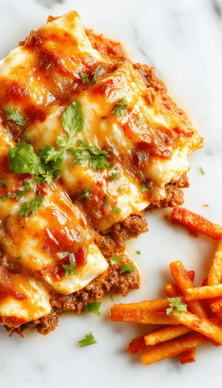 Colorful serving of cheesy ground beef enchiladas on a rustic wooden platter, topped with melted cheese, fresh cilantro, and red sauce. The enchiladas are rolled and slightly browned, showcasing gooey cheese and savory ground beef filling. Surrounding ingredients include chopped cilantro, sliced jalapenos, and lime wedges for garnishing, styled for a family-friendly dinner setting.