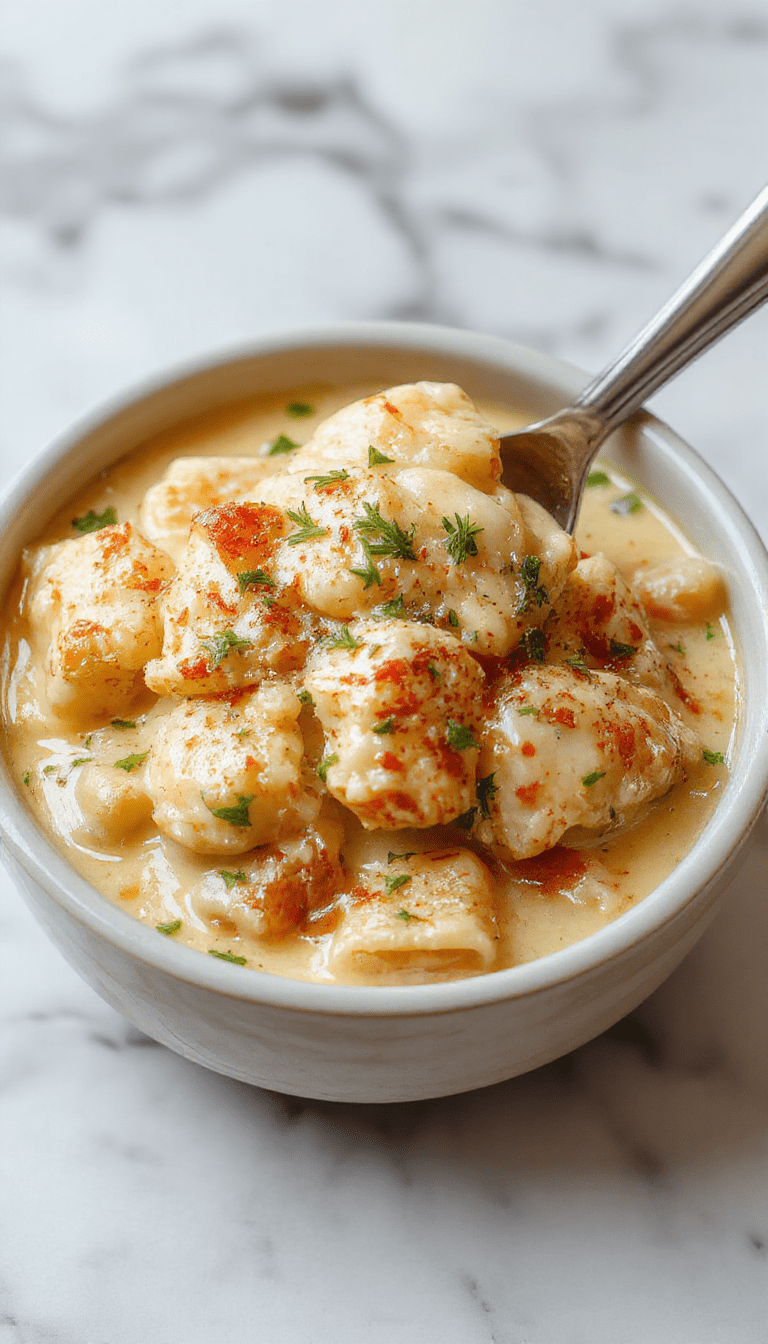 A vibrant bowl of chicken pot pie pasta topped with golden flaky pastry crumbs, creamy sauce drizzle, garnished with fresh herbs, styled on a rustic wooden platter with colorful veggies in the background.