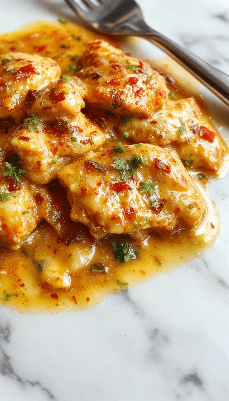 A vibrant bowl of Chicken Tikka Masala featuring succulent grilled chicken pieces coated in a rich, orange-colored creamy tomato sauce. The dish is garnished with fresh cilantro and served alongside fluffy basmati rice, with a side of naan bread and a sprinkle of spices. The presentation showcases a colorful, appetizing meal with a glossy, textured sauce and aromatic herbs.