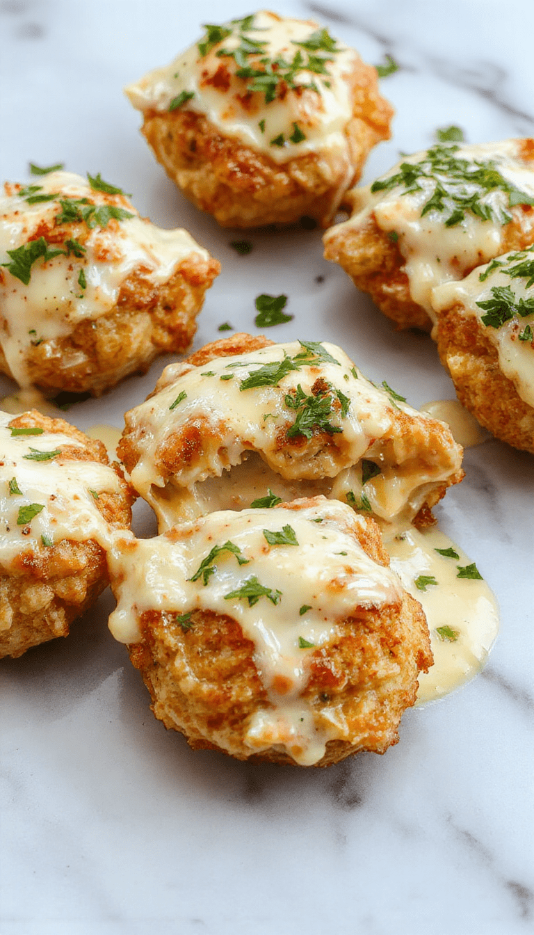 A close-up of juicy chicken bites coated in a rich garlic butter sauce, served atop a bed of creamy pasta with parsley garnish on a rustic wooden table, showcasing golden-brown chicken, glossy sauce, and al dente pasta with herbs and parmesan.