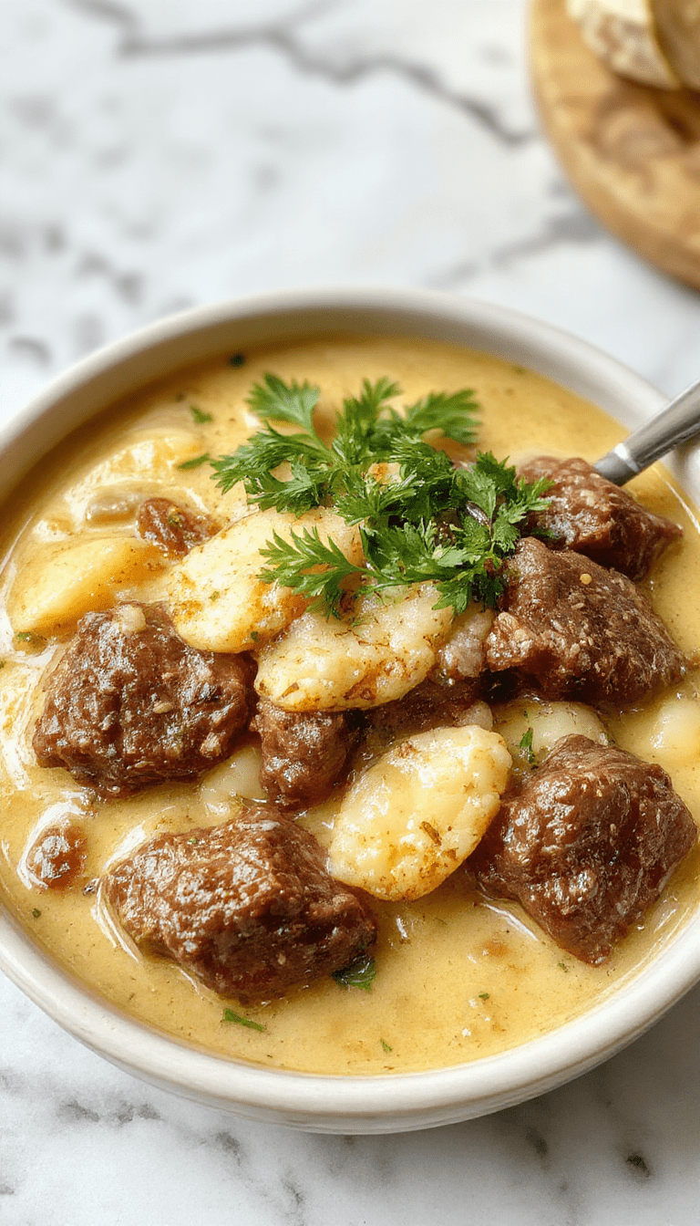 A vibrant bowl of beef coconut curry showcases tender beef chunks immersed in a rich, creamy coconut sauce with bright orange carrots, green bell peppers, and garnished with fresh cilantro on a rustic wooden table