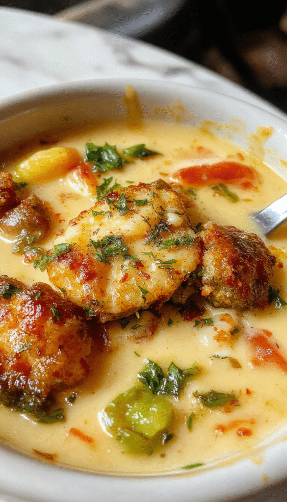 A vibrant bowl of vegetable soup featuring bright orange carrots, green celery, and deep purple cabbage, garnished with fresh herbs on a rustic white plate, with a textured wooden background and steam rising, highlighting the colorful, chunky vegetables and clear broth with a slightly glossy surface.