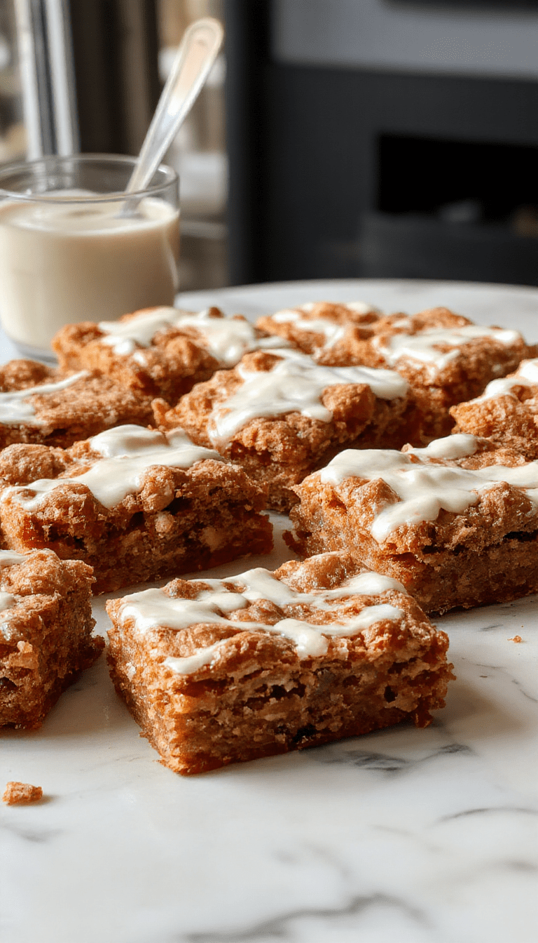 A close-up of luscious carrot cake bars with a golden-brown crumb topped with creamy frosting and sprinkled with chopped walnuts, arranged on a rustic wooden platter with soft natural lighting highlighting their moist texture and vibrant orange color.