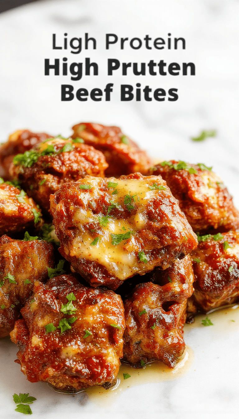 Colorful plate of savory beef bites glazed with garlic butter, garnished with fresh herbs on a rustic wooden table, crispy edges and tender interior