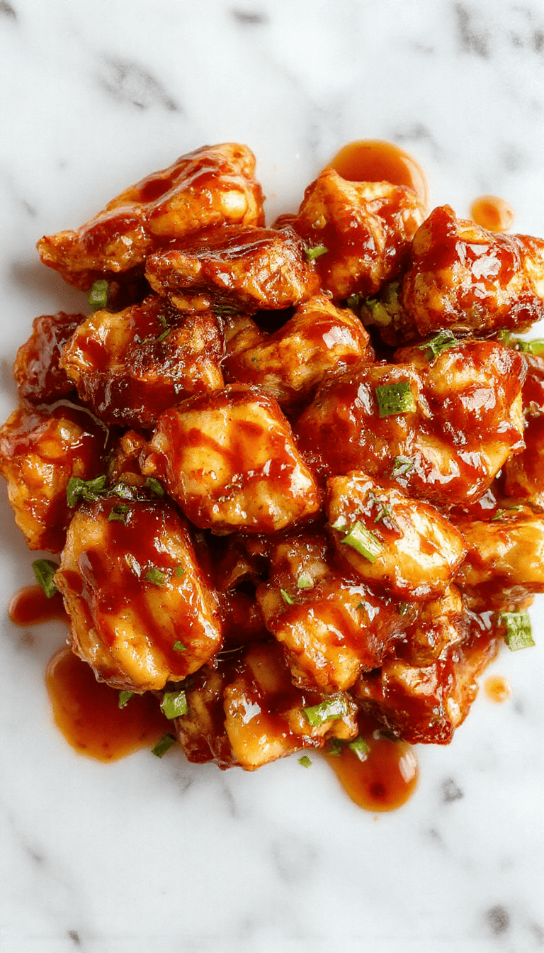 Colorful stir fry featuring golden-brown chicken pieces coated in glossy teriyaki sauce, vibrant broccoli, red bell peppers, and snap peas on a white plate with a glossy sheen, garnished with sesame seeds and chopped green onions, styled with chopsticks on a rustic wooden table.