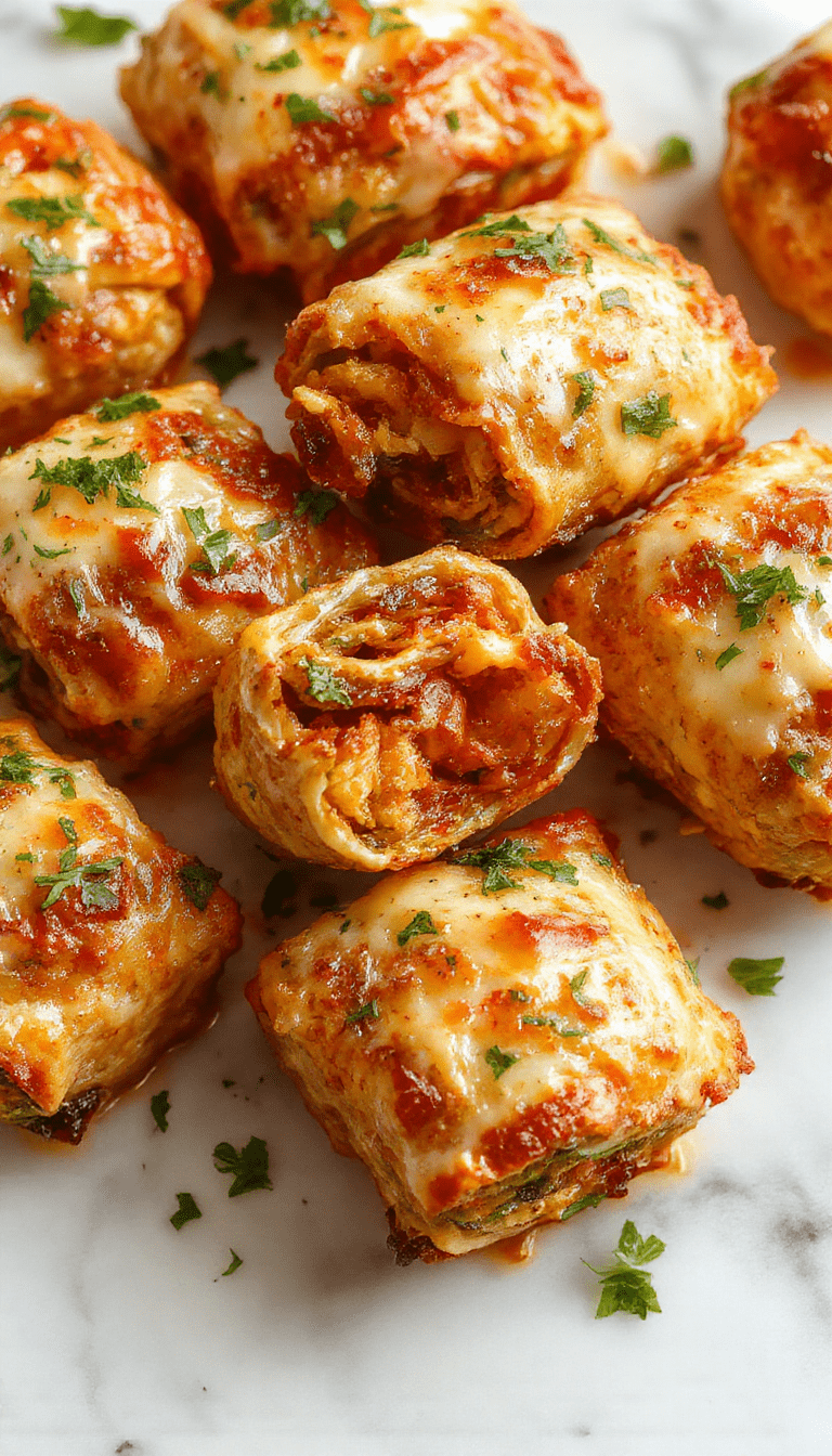 Colorful savory vegan pizza rolls on a rustic wooden platter, golden brown exterior with visible melted vegan cheese and veggie toppings, garnished with fresh herbs, styled for a cozy homemade vibe.