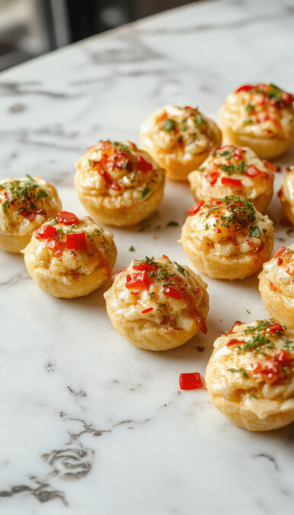 Colorful platter featuring a variety of holiday appetizers including stuffed mushroom caps, colorful veggie skewers, cheese and charcuterie board, and mini bruschettas, all beautifully arranged with garnishes on a rustic wooden table, emphasizing vibrant colors, textures, and festive presentation.