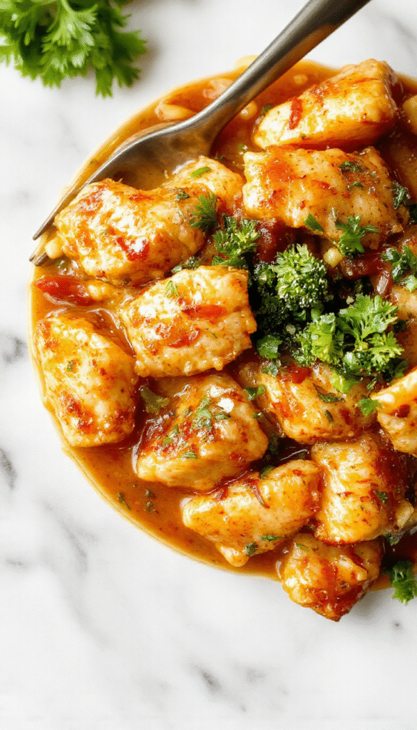 Colorful chicken ramen stir fry served on a white plate with vibrant vegetables, tender chicken pieces, and glossy noodles, garnished with green onions and sesame seeds, styled in a bright modern kitchen setting