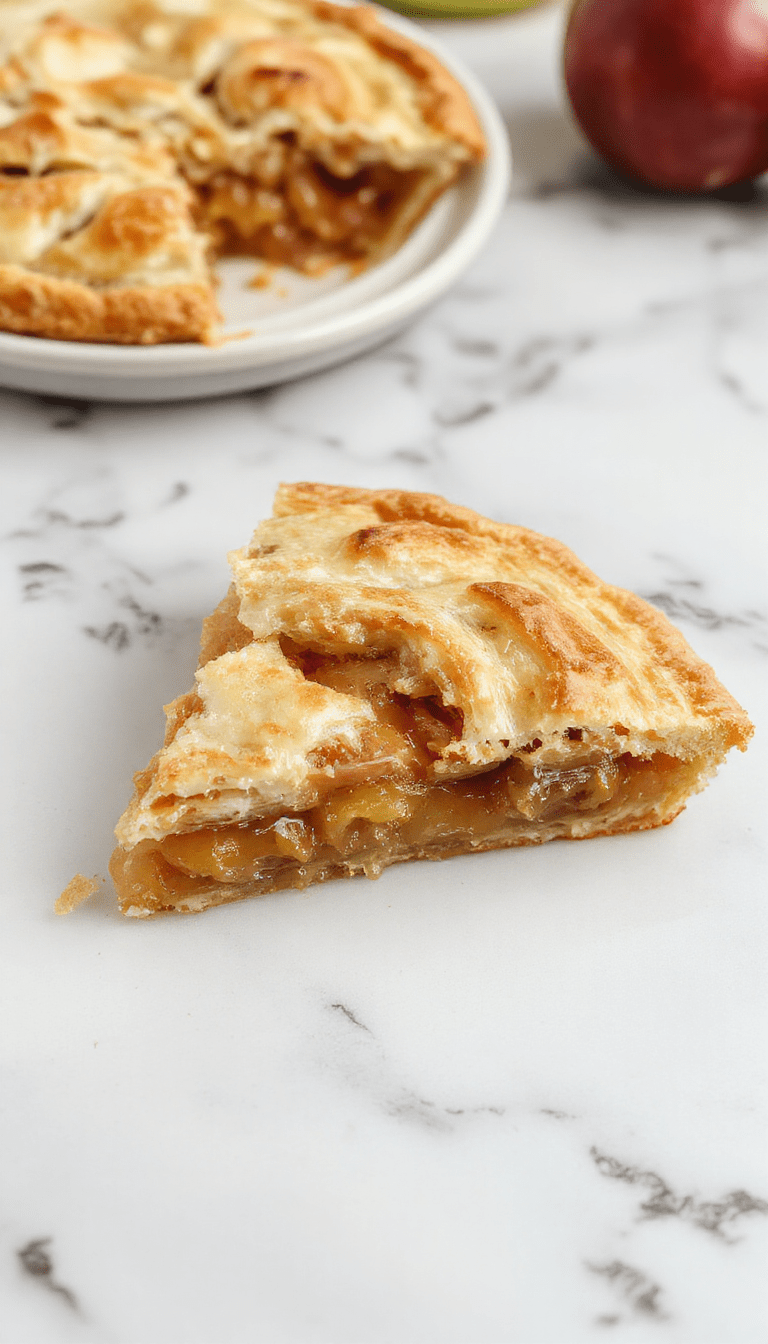 A golden-brown apple pie topped with a lattice crust, steam gently rising, served on a rustic wooden table with cinnamon sticks and fresh apples around, vibrant apple filling visible through the crust, inviting and cozy presentation.