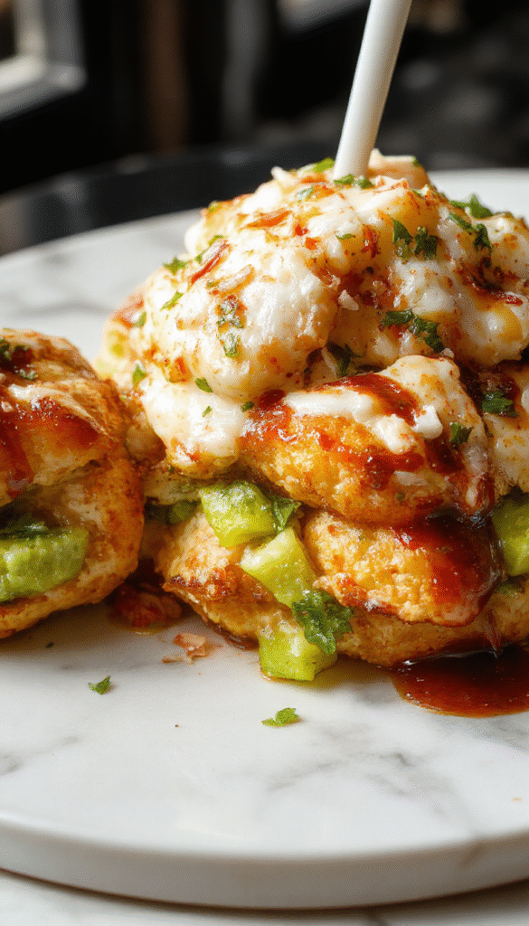 A vibrant plate featuring tender shredded chicken coated in a creamy coconut sauce with bright lime zest, garnished with fresh cilantro and lime slices, served on a colorful plate with a tropical backdrop, highlighting textures of silky chicken and smooth sauce.