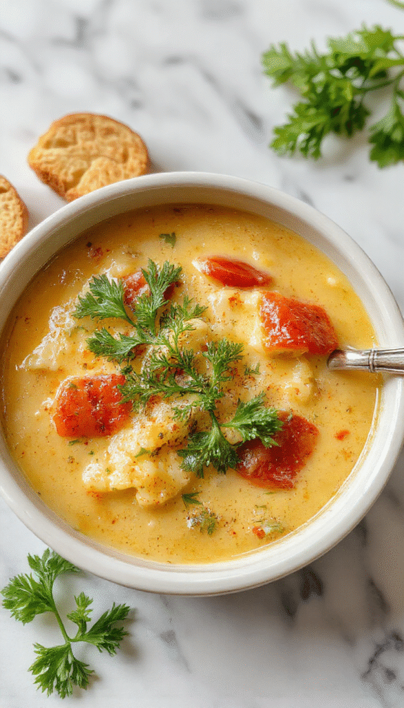 A warm bowl of pastel-colored tiny pasta, immersed in a clear savory broth with fresh herbs sprinkled on top, served on a rustic wooden table with side bread and a spoon, steam rising indicating freshness and warmth, styled for a cozy kitchen setting.