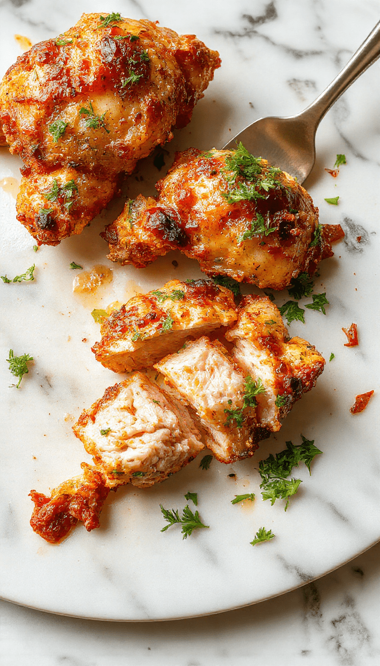 A close-up image of Alice Springs Chicken beautifully plated with a golden-brown crust, topped with bacon, melted cheese, and drizzled with a savory sauce. The dish is served on a rustic wooden platter with fresh herbs and sides, showcasing a glossy, crispy texture and vibrant colors.