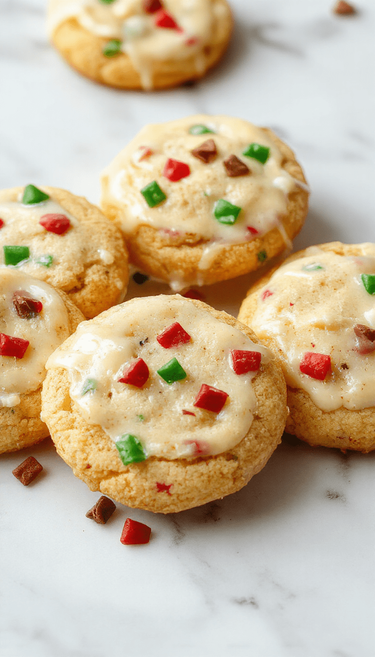 A colorful array of holiday cookies on a rustic wooden platter, featuring decorated sugar cookies with vibrant icing, chocolate chip cookies, and thumbprint cookies with jam, all sprinkled with festive toppings, styled with holiday greenery and fairy lights in the background, creating a cozy and inviting atmosphere.