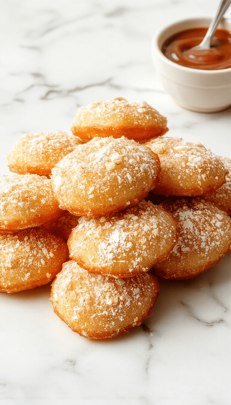 Colorful image of golden brown, fluffy churro bites dusted with cinnamon sugar arranged neatly on a white plate with a blue background, showcasing their crispy exterior and soft interior, styled with a sprinkling of cinnamon on top.