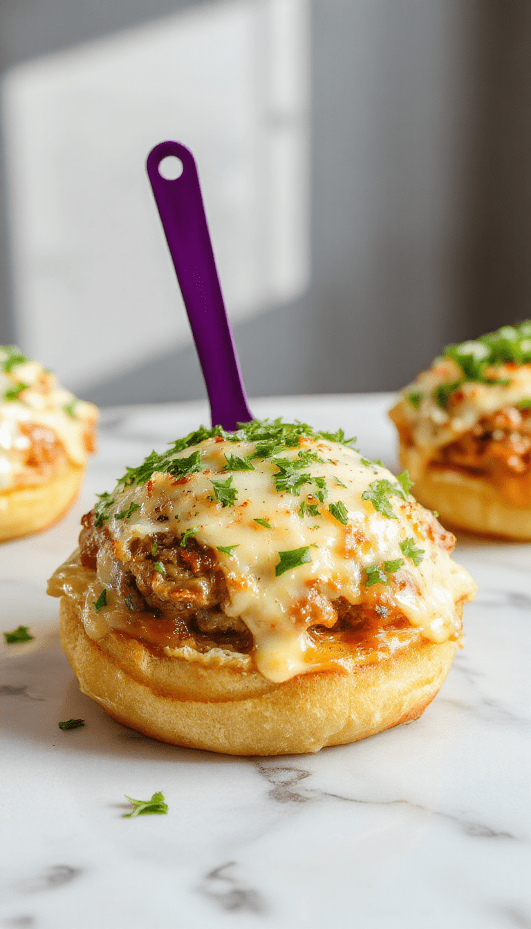 Colorful garlic parmesan cheeseburger bombs arranged on a rustic wooden platter, golden brown outer crust, filled with melted cheese, seasoned beef, and sprinkled with fresh herbs, garnished with parsley, served with dipping sauces and a side of mixed greens, showcasing a crispy, cheesy, and savory appearance with inviting textures.