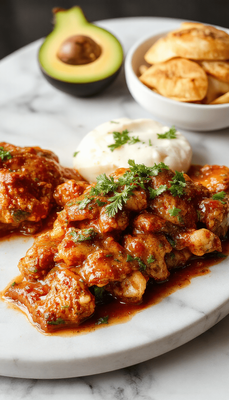 A vibrant plate of Jamaican curry chicken featuring tender chicken pieces coated in rich yellow curry sauce, garnished with fresh herbs, served on a rustic wooden table with side dishes like rice and vegetables, showcasing bold colors, glossy textures, and enticing aroma.