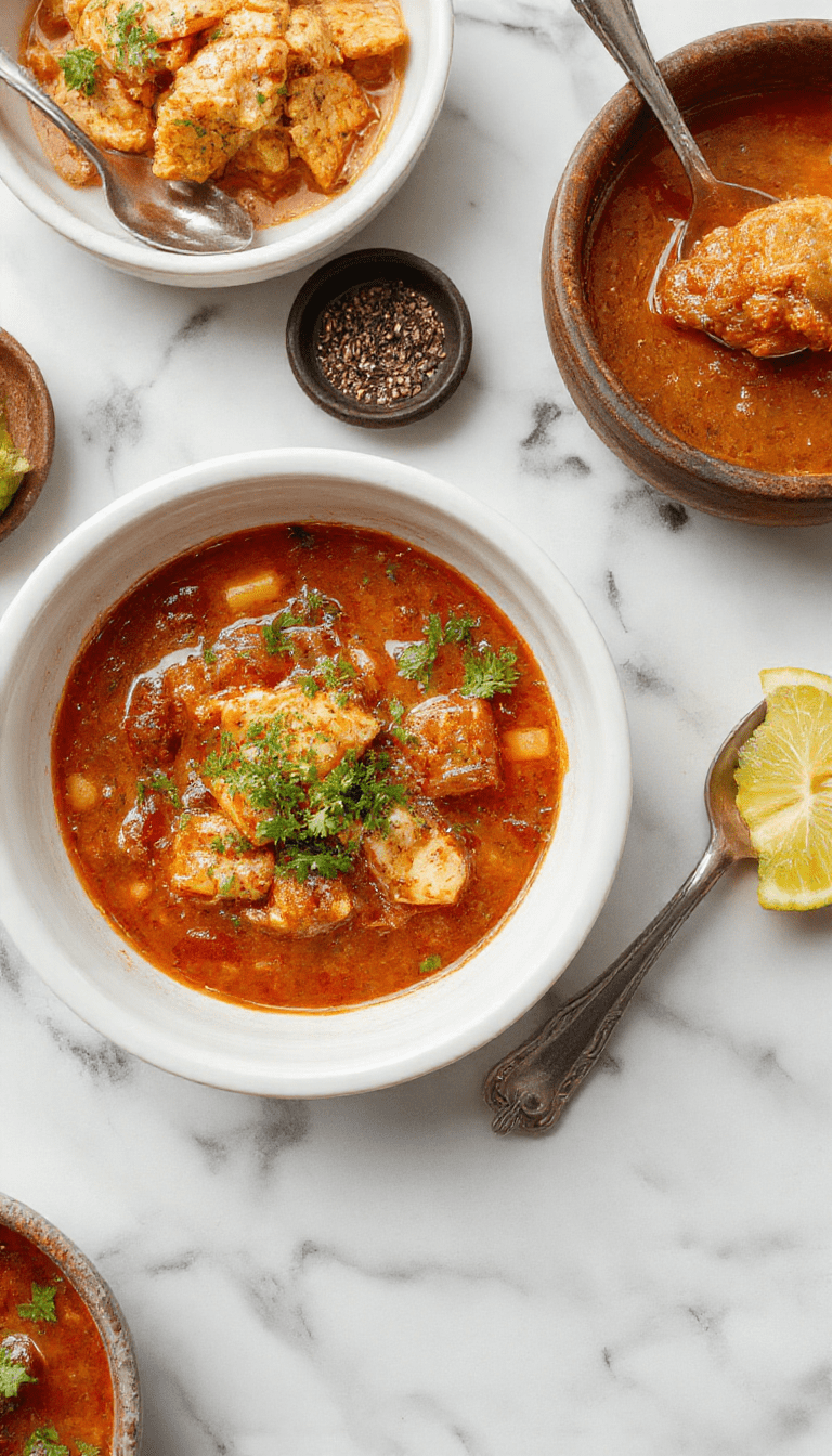 A vibrant, steaming bowl of authentic Mexican Birria with tender shredded beef immersed in rich red chili broth, garnished with fresh cilantro and sliced onions, served alongside warm corn tortillas on a rustic wooden table, highlighting textures of the tender meat and the colorful garnishes.