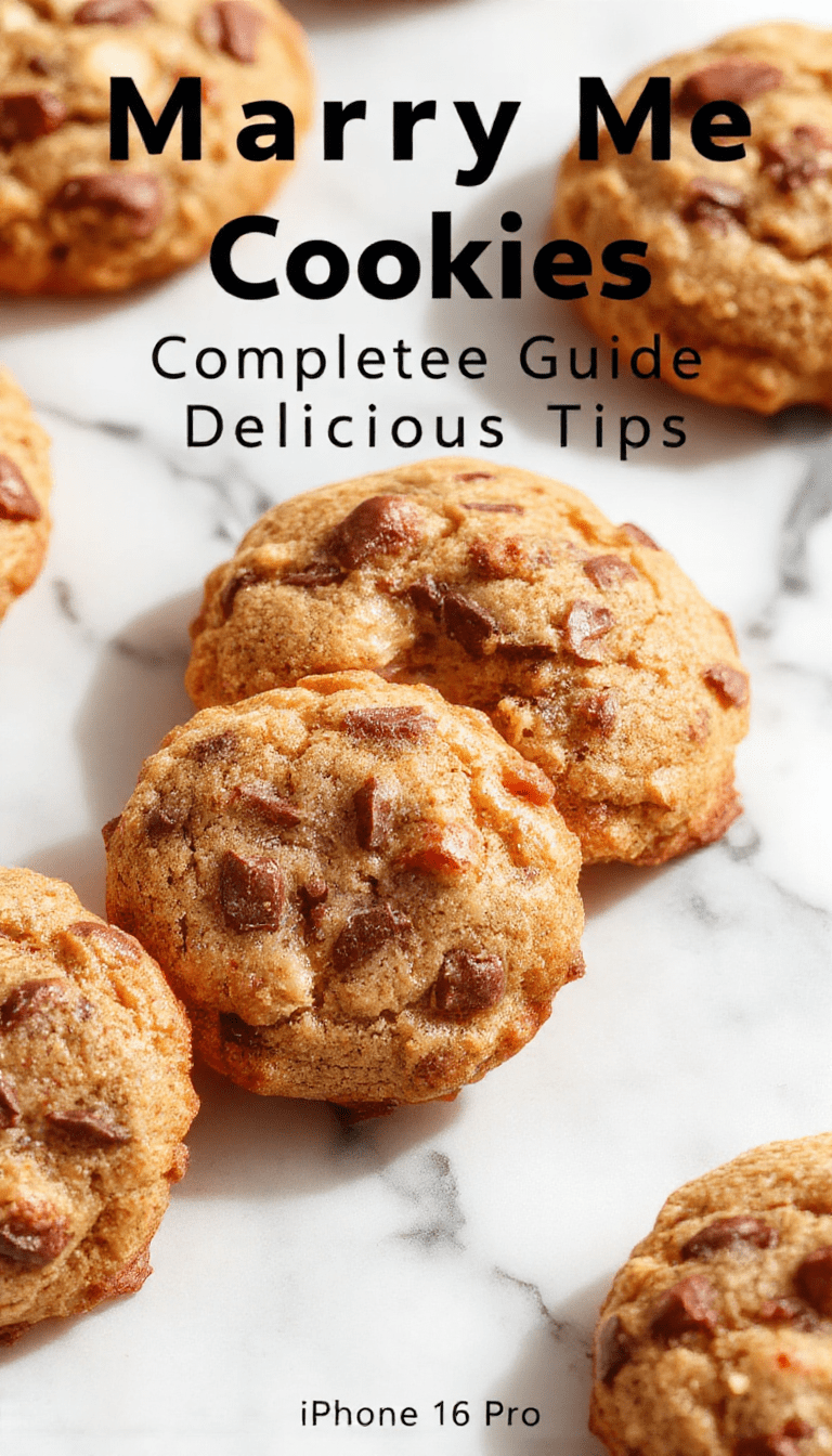 A close-up of freshly baked marry me cookies on a rustic wooden tray, golden-brown and topped with colorful sprinkles. The cookies are arranged in a charming pile, showcasing their soft and chewy texture with a hint of gooey center, surrounded by a light dusting of powdered sugar and a background of baking tools and ingredients.