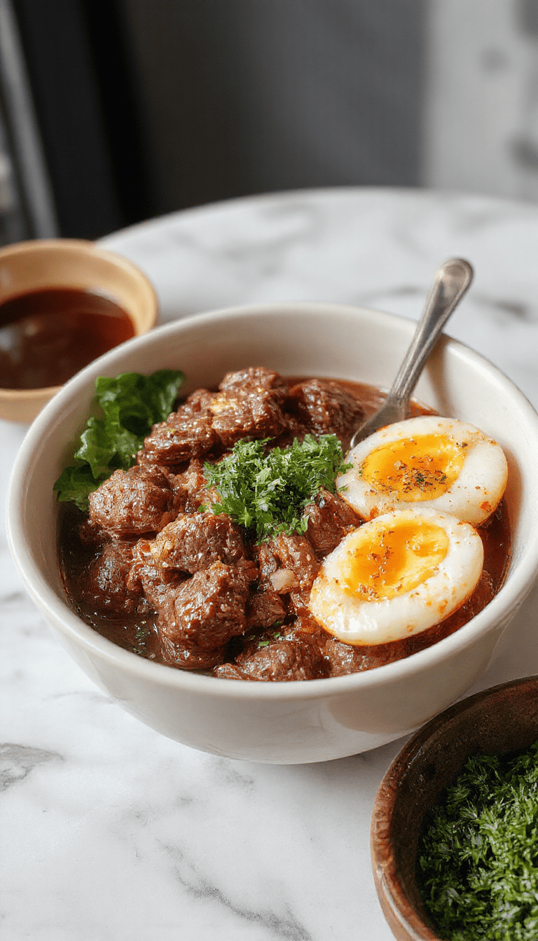 A vibrant and appetizing Korean Ground Beef Bowl served in a white ceramic bowl. The dish features tender, caramelized ground beef garnished with chopped green onions and sesame seeds. The beef is coated in a savory, glossy sauce with hints of garlic and soy. Surrounding the bowl are fresh sliced cucumbers, shredded carrots, and steamed rice, all set on a rustic wooden table, styled simply for a modern, inviting presentation.