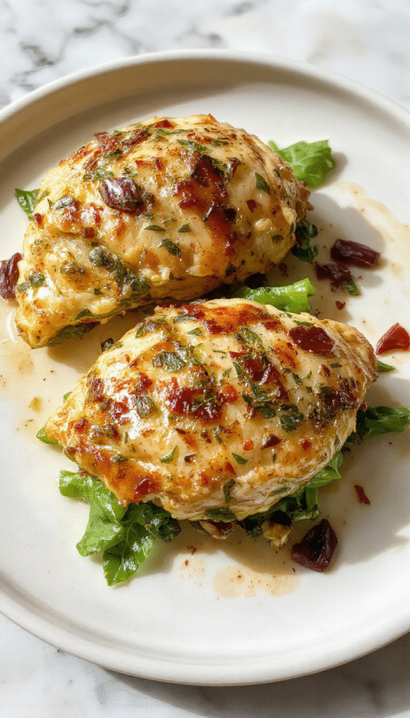 Colorful image of juicy chicken breasts stuffed with fresh green spinach and melted cheese, plated elegantly on a white dish with a side of cherry tomatoes and herbs, showcasing textures of tender chicken, wilted spinach, and gooey cheese.